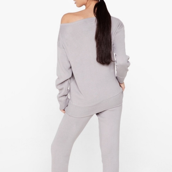 Nasty Gal Weekend Loading Knit Sweater and Joggers Gray Lounge Set 4 - Picture 3 of 14